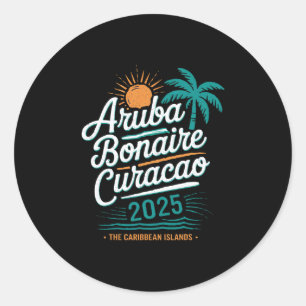 Pegatina Redonda Islas Abc Aru Bonaire Curaçao Vacaciones de Crucer