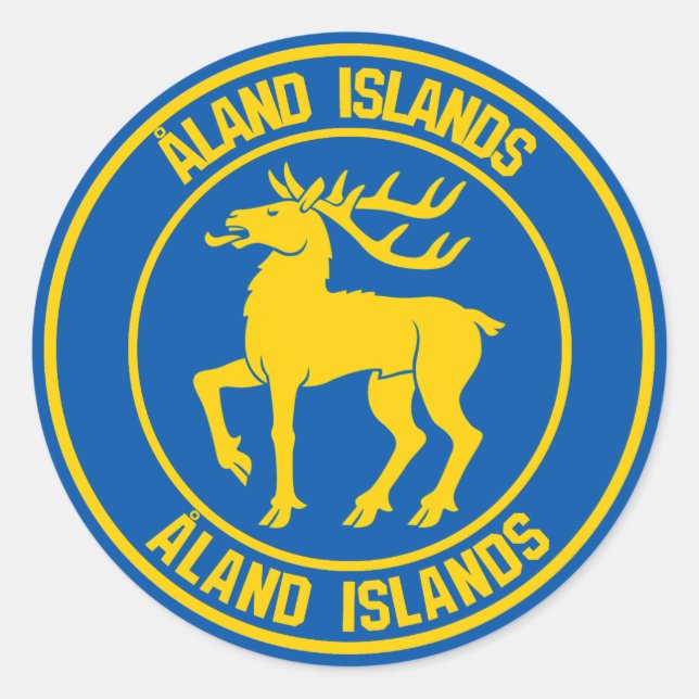Pegatina Redonda Islas Åland Ronda Emblem (Anverso)