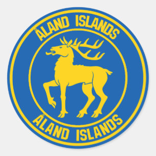 Pegatina Redonda Islas Åland Ronda Emblem