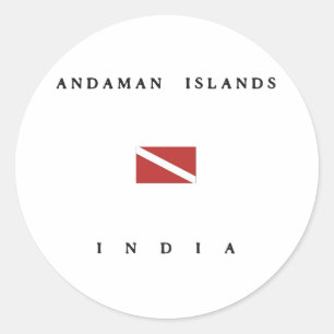 Pegatina Redonda Islas Andaman Bandera de buceo de India