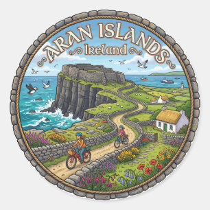 Pegatina Redonda Islas Aran Irlanda