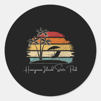 Pegatina Redonda Islas de luna de miel Parque Estatal Playa Palm Tr