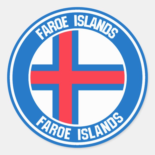 Pegatina Redonda Islas Feroe rodean el emblema (Anverso)