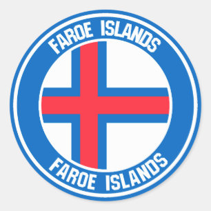 Pegatina Redonda Islas Feroe rodean el emblema