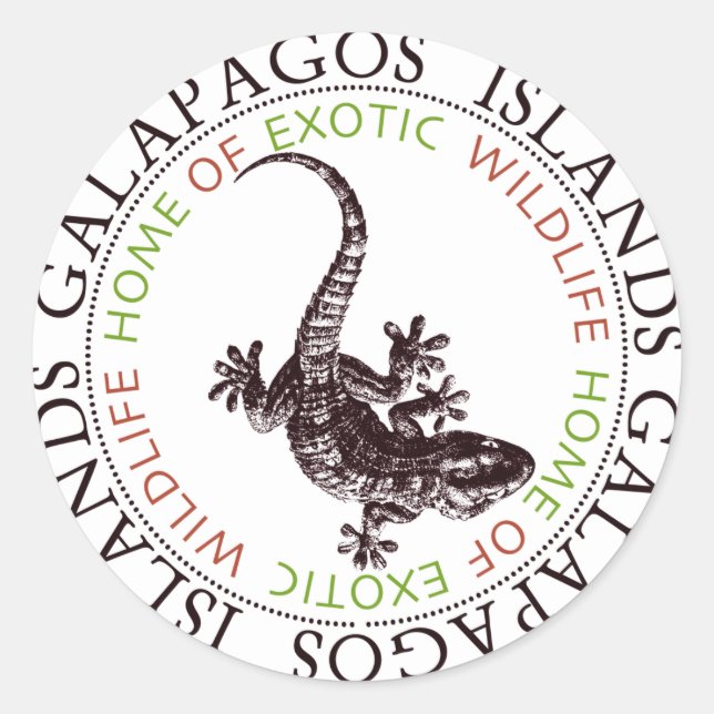 Pegatina Redonda Islas Galápagos Lizard (Anverso)
