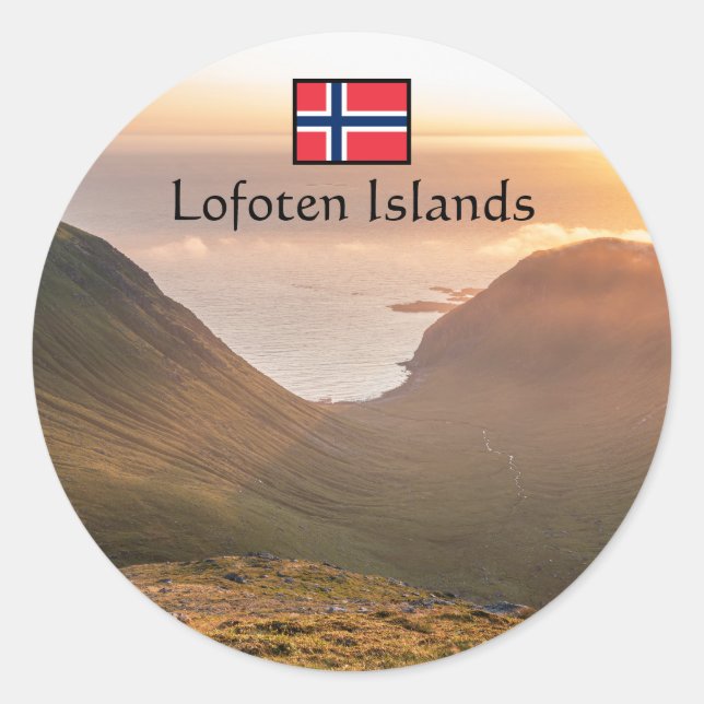 Pegatina Redonda Islas Lofoten Noruega (Anverso)