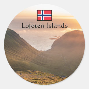 Pegatina Redonda Islas Lofoten Noruega