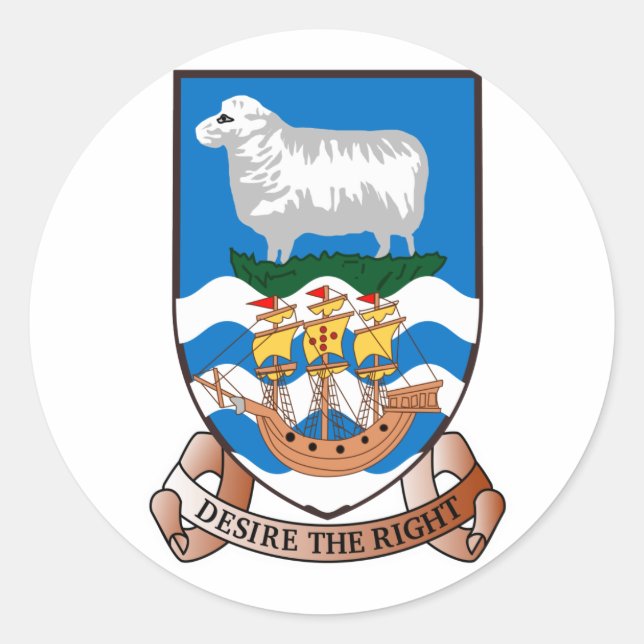 Pegatina Redonda Islas Malvinas (Falkland Islands) FK (Anverso)