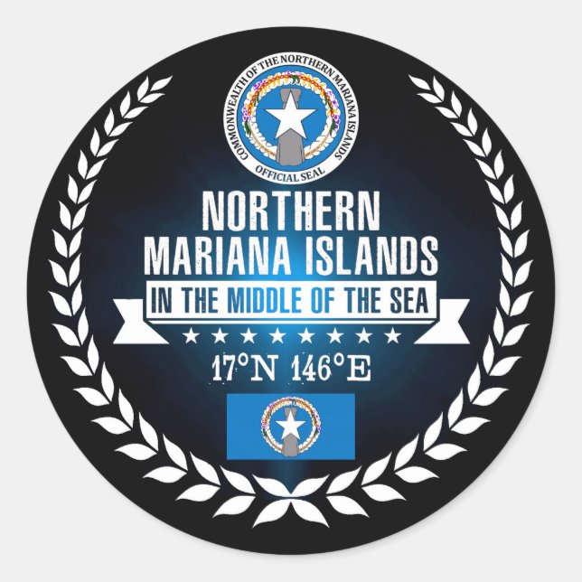 Pegatina Redonda Islas Marianas del Norte (Anverso)