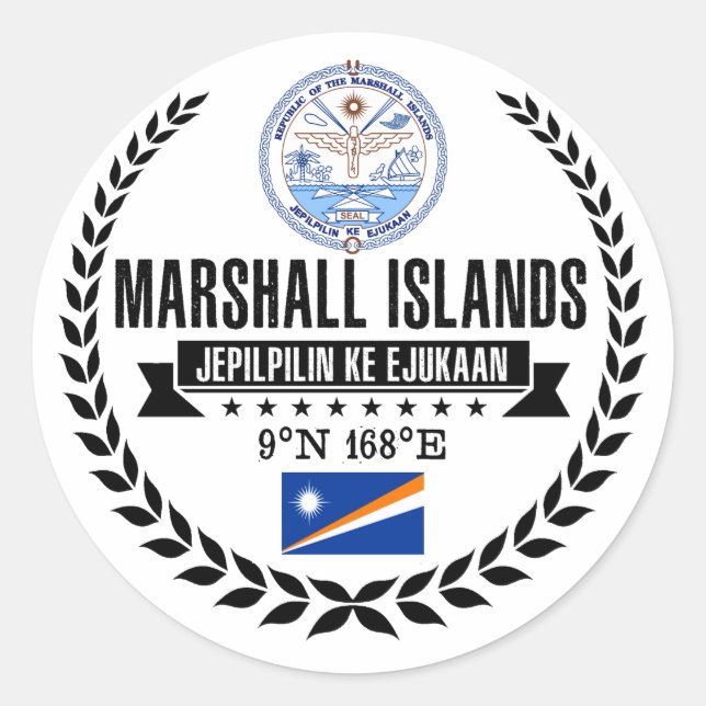 Pegatina Redonda Islas Marshall (Anverso)