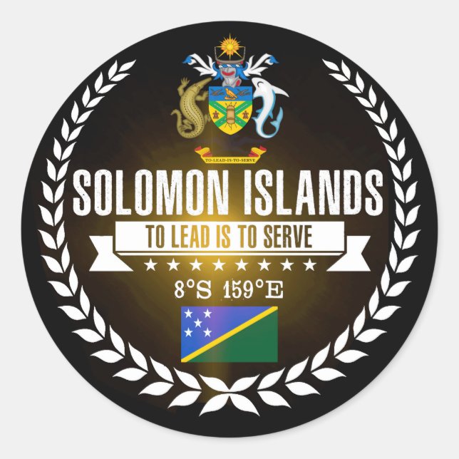 Pegatina Redonda Islas Salomón (Anverso)
