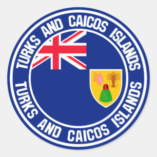 Pegatina Redonda Islas Turcas y Caicos rodean Emblem