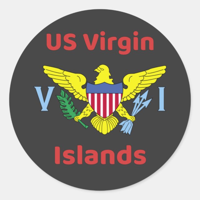 Pegatina Redonda Islas Vírgenes de los Estados Unidos (Anverso)