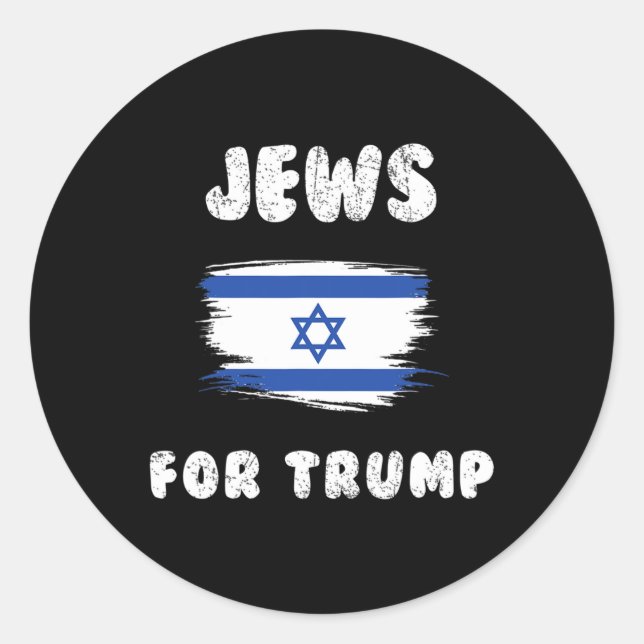 Pegatina Redonda Israel Bandera Judíos para Trump (Anverso)