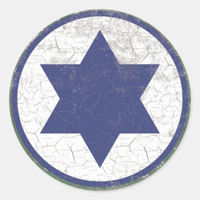 Pegatina Redonda Israel Blue Star Air Force Roundel Rustic (Anverso)