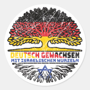 Pegatina Redonda Israel Israelisch Deutsch Deutschland Baum Wurzel