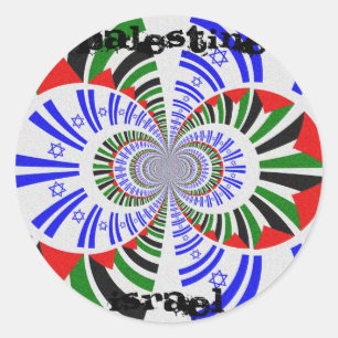 Pegatina Redonda Israel y Palestina