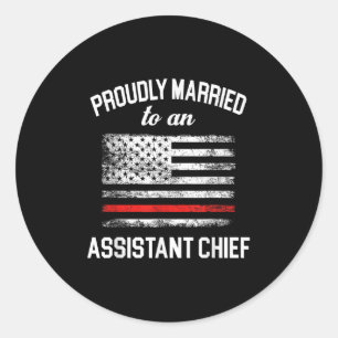 Pegatina Redonda Istant Fire Chief Wife Husband - Orgulloso Casado