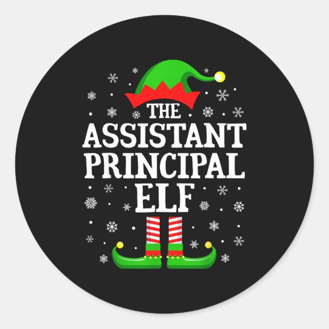 Pegatina Redonda Istant Principal Elf Funny Christmas Family Matchi (Anverso)