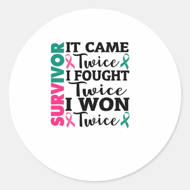Pegatina Redonda It Came Twice I Won Twice Cancer Survivor (Anverso)