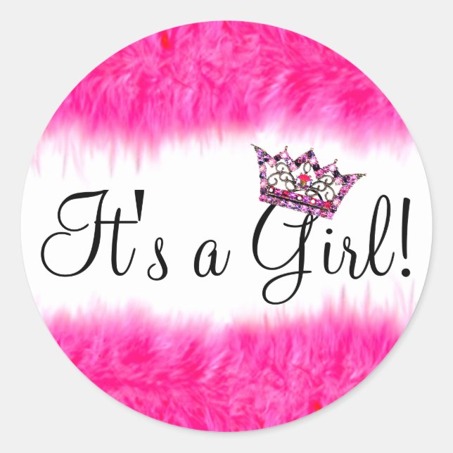 Pegatina Redonda  “It’s a Girl!” Tiara Baby  (Anverso)