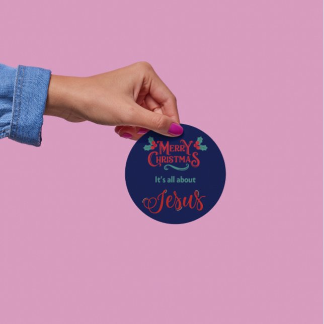 Pegatina Redonda It’s All About Jesus – Christmas Sticker #12 (Subido por el creador)