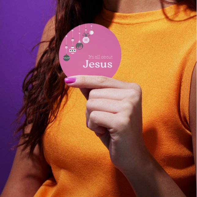 Pegatina Redonda It’s All About Jesus – Christmas Sticker (Pink) (Subido por el creador)