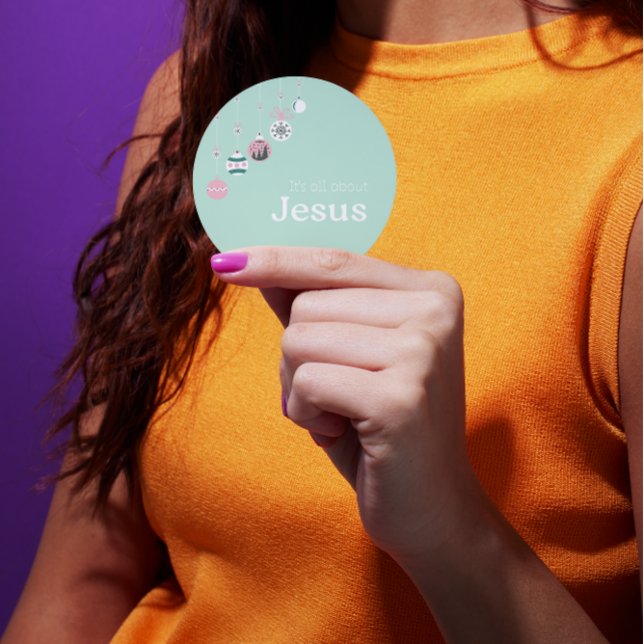 Pegatina Redonda It’s All About Jesus – Pastel Christian Christmas  (Subido por el creador)