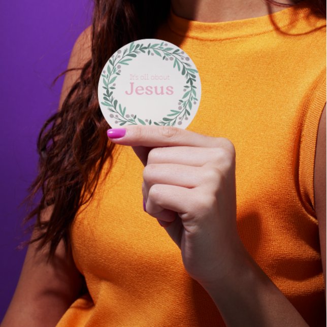 Pegatina Redonda It’s All About Jesus – Pastel Christmas Wreath  (Subido por el creador)