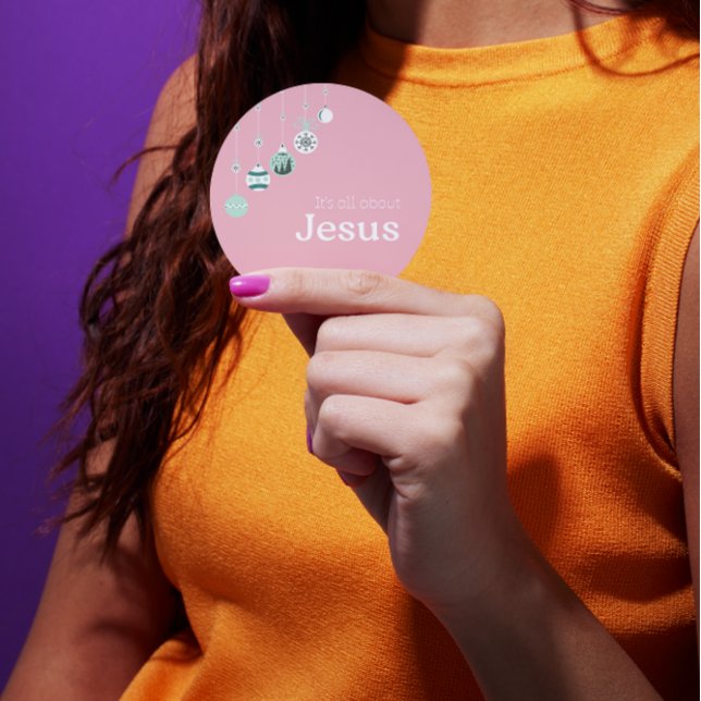 Pegatina Redonda  It’s All About Jesus – Pink Pastel Christmas (Subido por el creador)