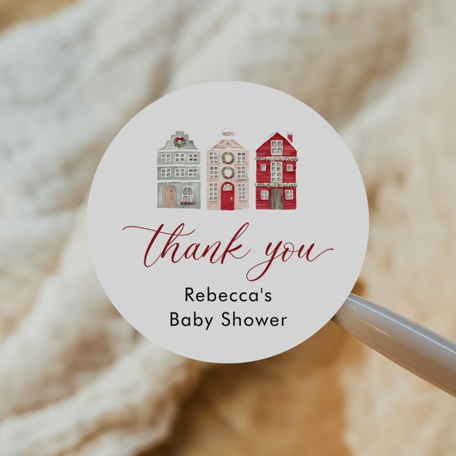 Pegatina Redonda It Takes a Village Christmas Baby Shower (Subido por el creador)