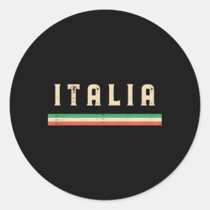 Pegatina Redonda Italia Italia Con Bandera Italiana