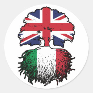 Pegatina Redonda Italia Italia Reino Unido Reino Unido Reino Unido