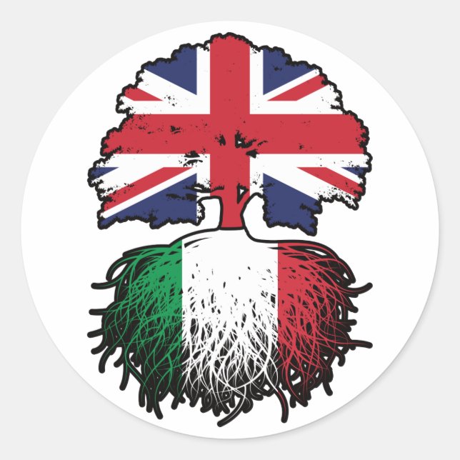 Pegatina Redonda Italia Italia Reino Unido Reino Unido Reino Unido  (Anverso)