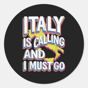 Pegatina Redonda Italia llama arte de viajes