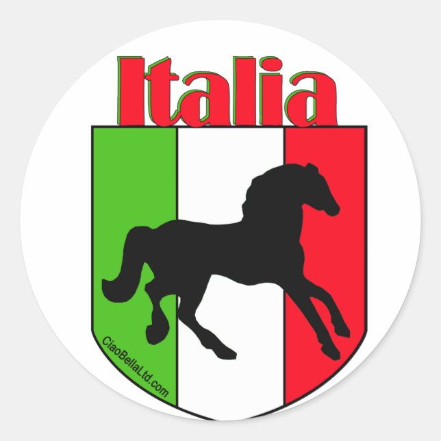 Pegatina Redonda Italia Stallion Escudo (Anverso)
