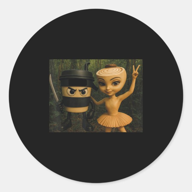 Pegatina Redonda Italian Brainrot Ballerina Cappuccina Cappuccino I (Anverso)