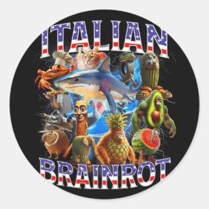 Pegatina Redonda Italian brainrot gran meme 4 de julio pie de bande