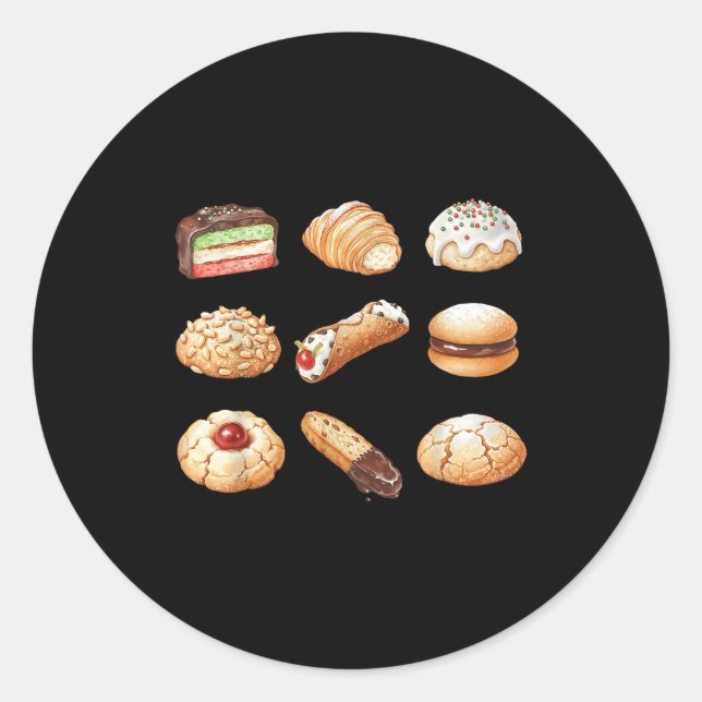 Pegatina Redonda Italian Christmas Cookie Xmas Holiday Men Women Ki (Anverso)