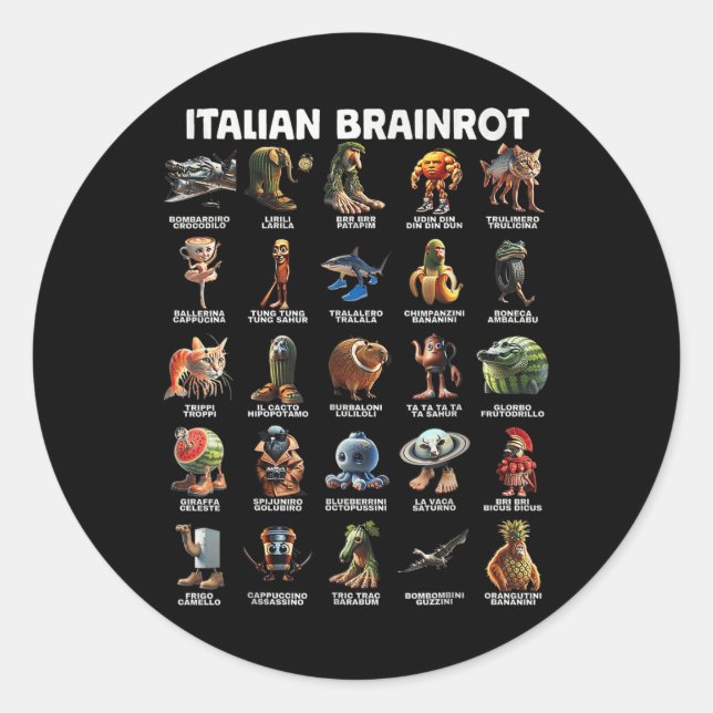 Pegatina Redonda Italiano Brainrot Italiano Funny Memes T-s (Anverso)