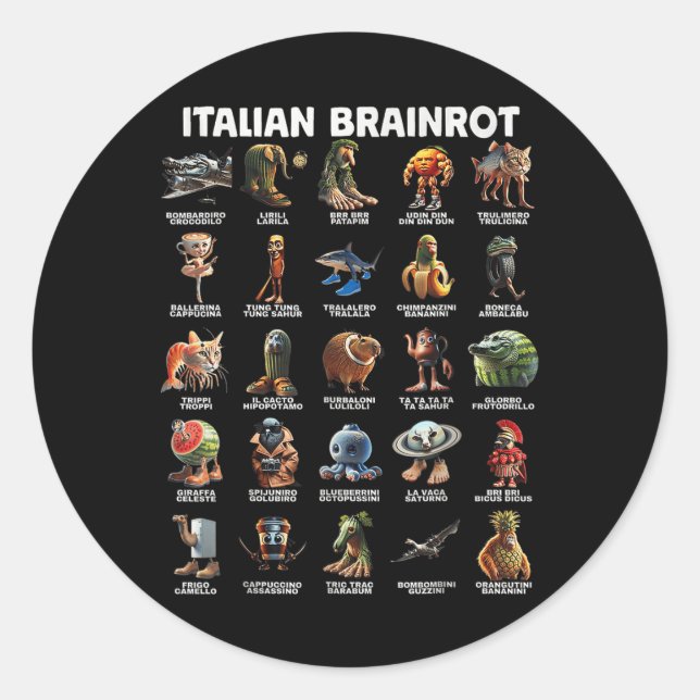 Pegatina Redonda Italiano Brainrot Italiano Memes Graciosos _2 (Anverso)