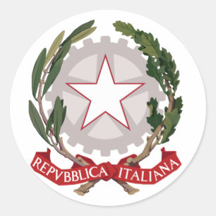Pegatina Redonda Italiano Italia Oficial Escudo De Armamento