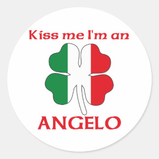 Pegatina Redonda Italiano personalizado me besa soy Angelo