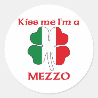 Pegatina Redonda Italiano personalizado me besa, soy Mezzo