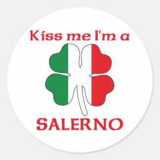 Pegatina Redonda Italiano personalizado me besa soy Salerno