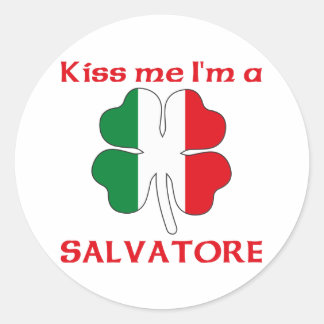 Pegatina Redonda Italiano personalizado me besa, soy salvatore