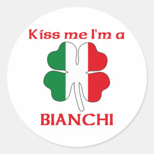 Pegatina Redonda Italianos personalizada me besan que soy Bianchi