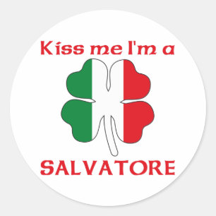 Pegatina Redonda Italianos personalizada me besan que soy Salvador