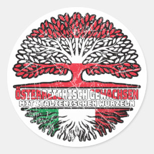 Pegatina Redonda Italienisch Österreichisch Österreich Baum