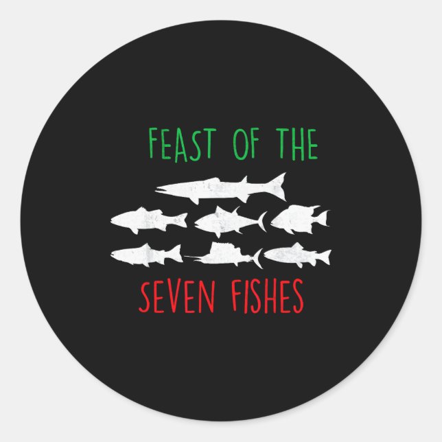 Pegatina Redonda Italy Feast Of The Seven Fishes Italian Christmas  (Anverso)